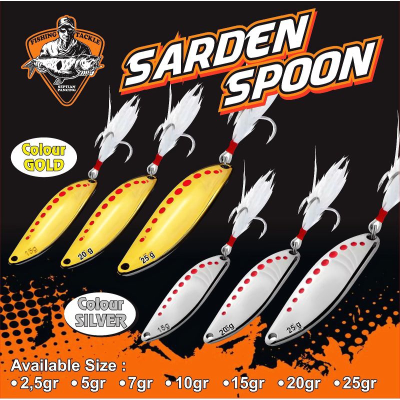 Lure Spoon Sarden Silver/Gold Umpan Casting Killer segala Ikan