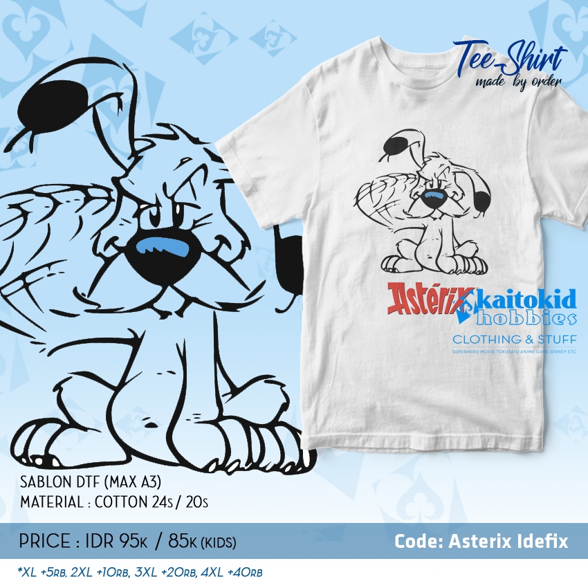 Kaos ASTERIX OBELIX IDEFIX komik jadul bisa custom desain bebas