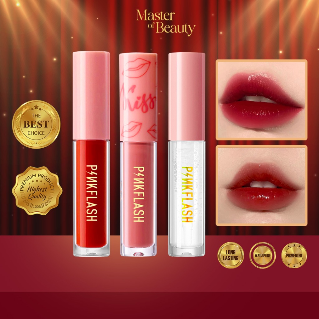 [PAKET 3 PCS] PINKFLASH - (2 PCS) LIP MATTE + LIP GLOSS Lip Ombre Long Lasting Transferproof Pigmant