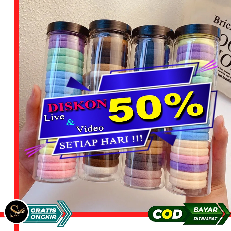 20pcs Ikat Rambut Donat Wanita Kecil Mini Tebal Iket Rambut Korea Donat Besar Warna Warni Karet Kuci