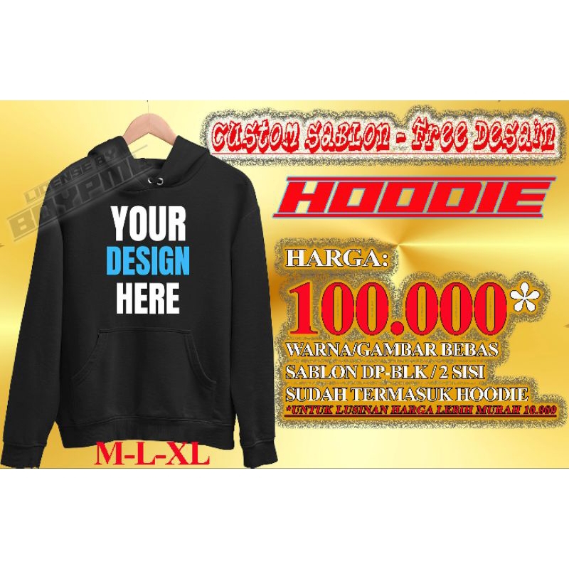 Sweater Sablon Custom Foto, Logo, Tulisan Hoodie Keren