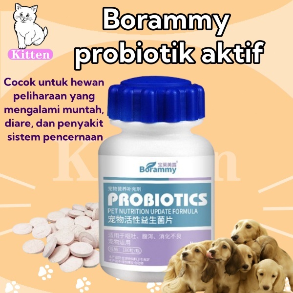 Vitamin kucing borammy/vitamin anjing 180 tablet/obat diare kucing/vitamin nafsu makan kucing/obat p