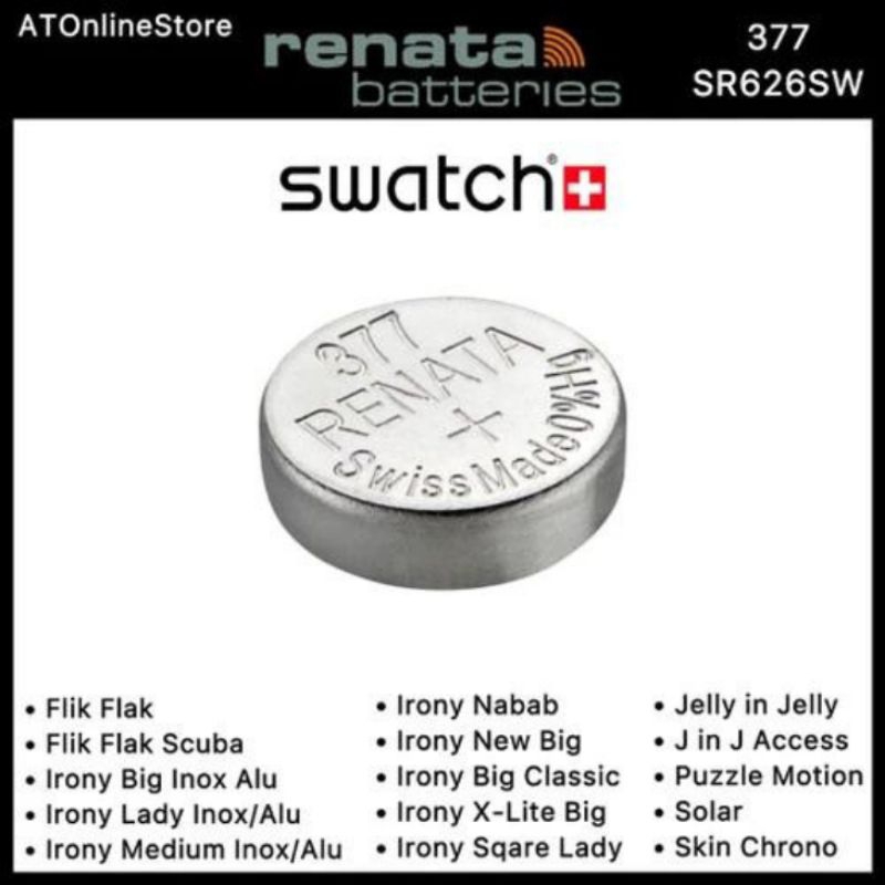 Baterai Battery Jam Tangan Swatch Renata 377 SR626SW ORIGINAL