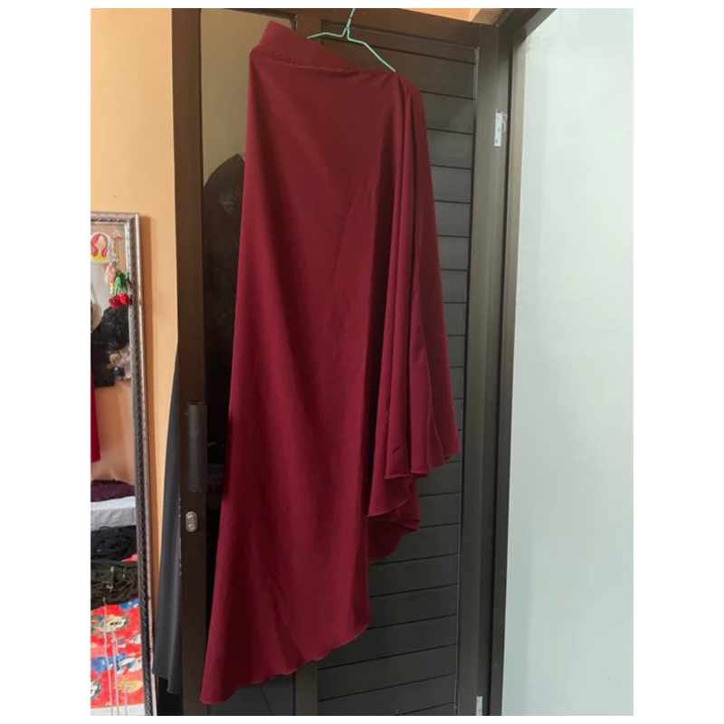khimar jumbo ity crepe warna maroon free cadar ceruty 2 layer
