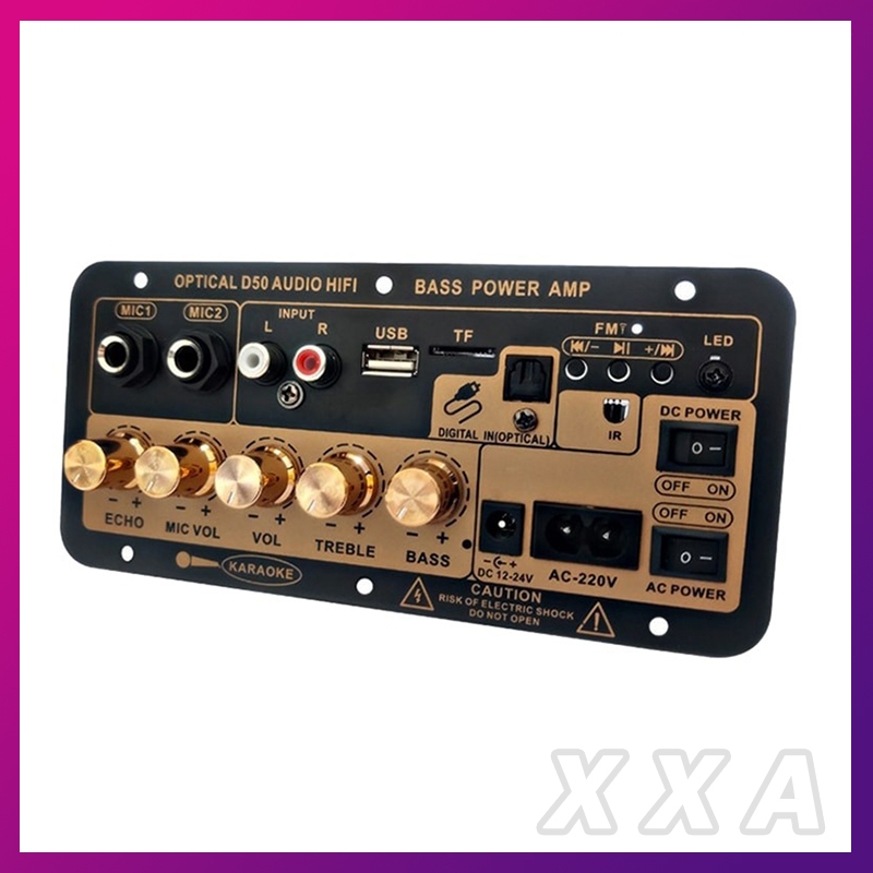 【stok siap】papan dengan serat optik D50 12v-24v/220v bluetooth power amplifier papan audio amplifier