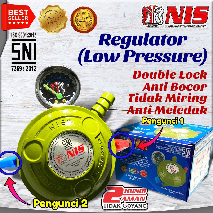 REGULATOR GAS NIS 2 PENGUNCI / DOUBLE LOCK