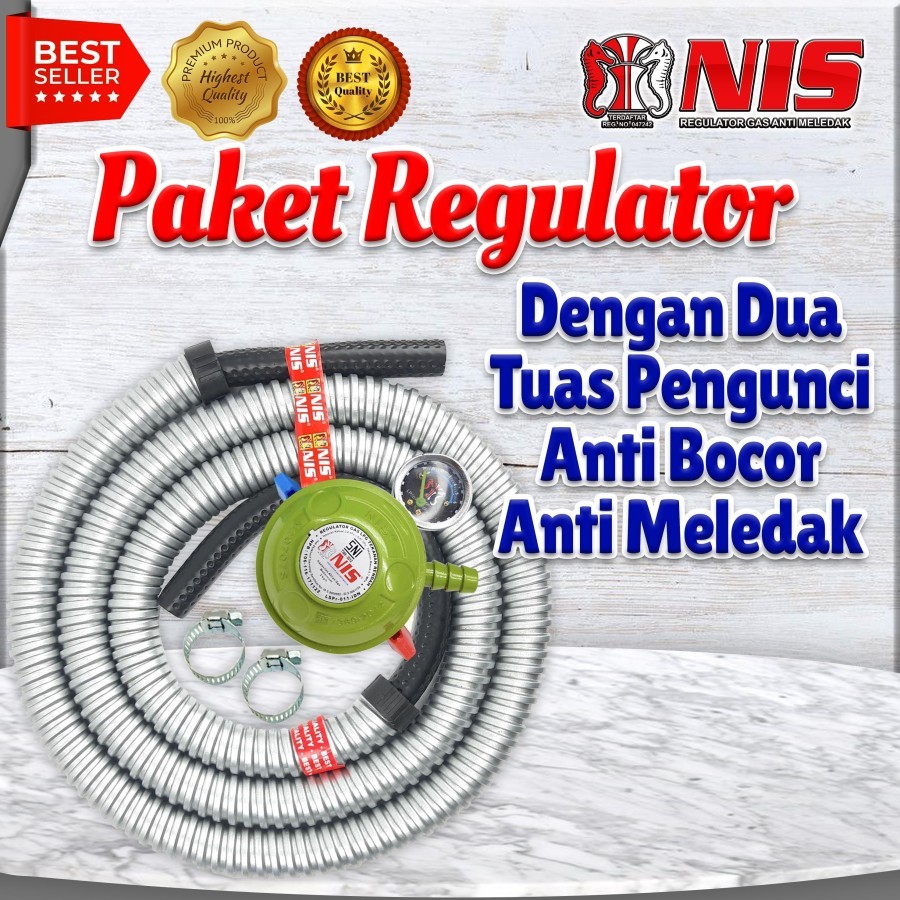SELANG PAKET REGULATOR GAS NIS DOUBLE LOCK
