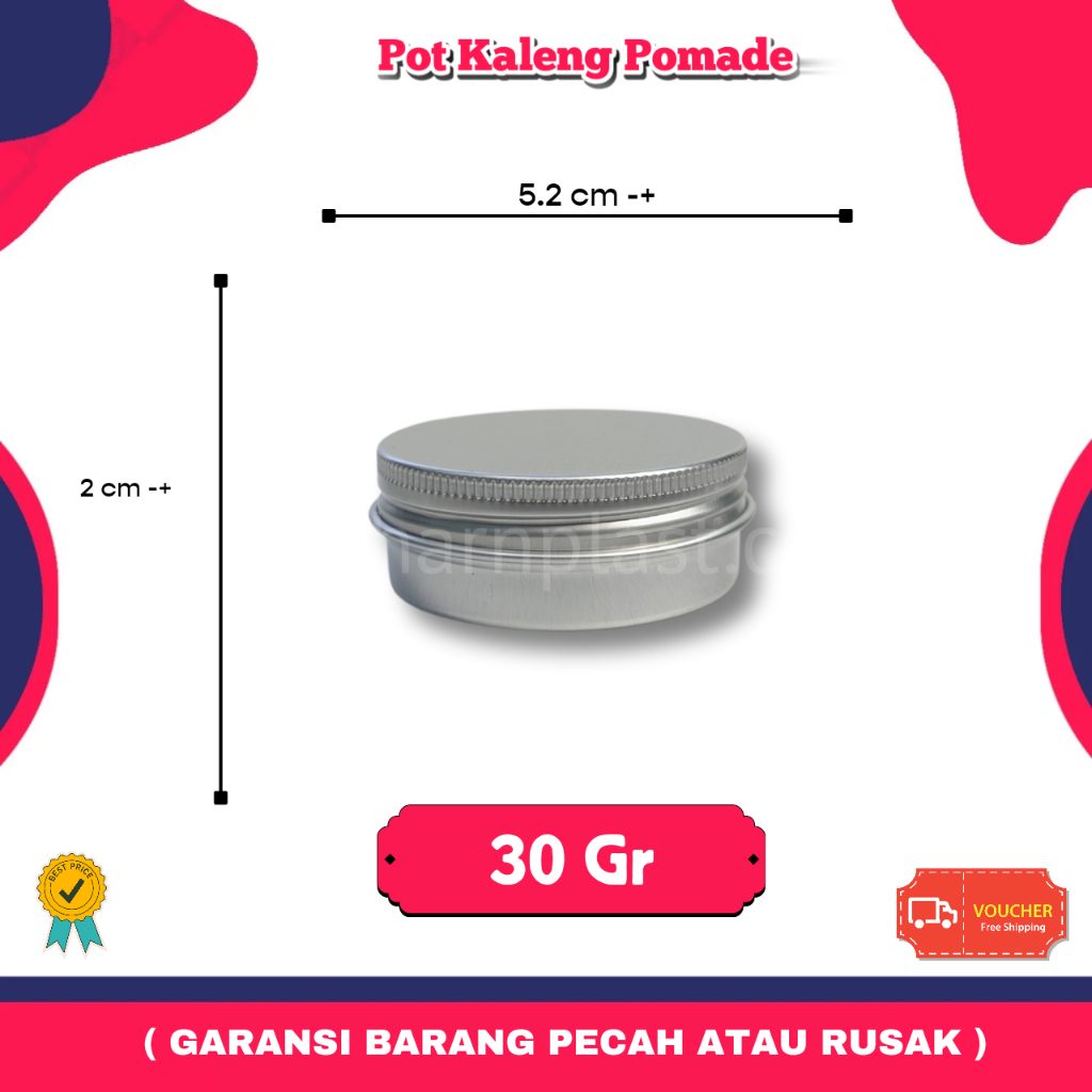 Pot Aluminium Tin Can 30gr Pomade | Wadah Pomade 30 Gram Kaleng Aluminium