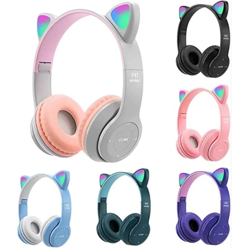 BATAM SHOPPING MALL (PAR) P47 CAT EAR / Headphone Wireless cat ear LED P47M / Wirelles Headphone Led