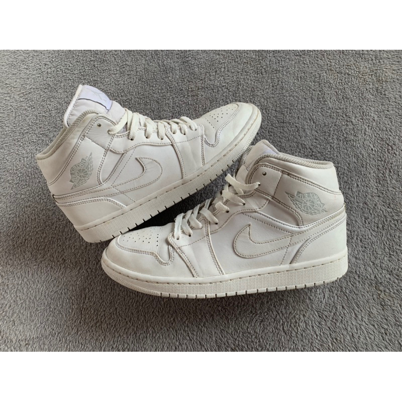 100% original nike air jordan 1 mid triple white