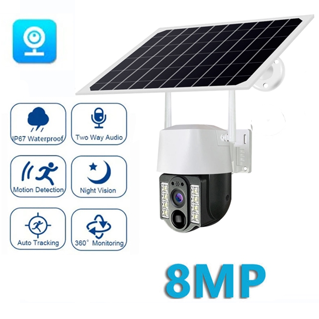 V380 pro CCTV 8MP HD Outdoor WIFI 4G SIM Camera Solar Battery PTZ Camera 360° Panoramic Voice Wirele