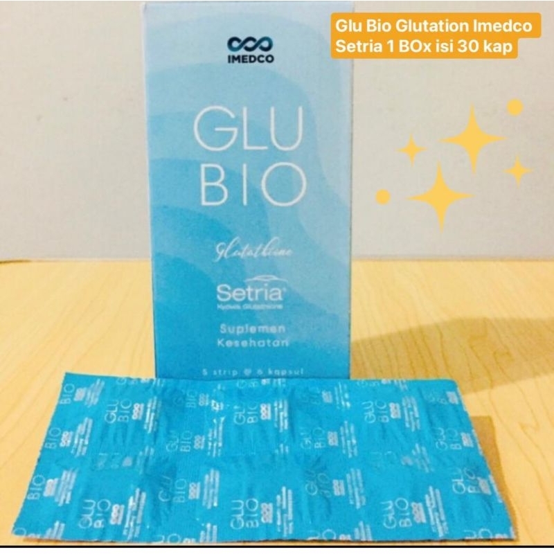 ✅New Glu Bio Glutation Glubio L-Gluthatione Imedco Suplemen Pemutih Pencerah Kulit 1 Box isi 30 Kap⭐