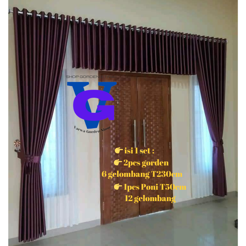 gorden polos emboss 1 set / gorden bludru syani blackout import premium / gordeng jendela / hordeng 