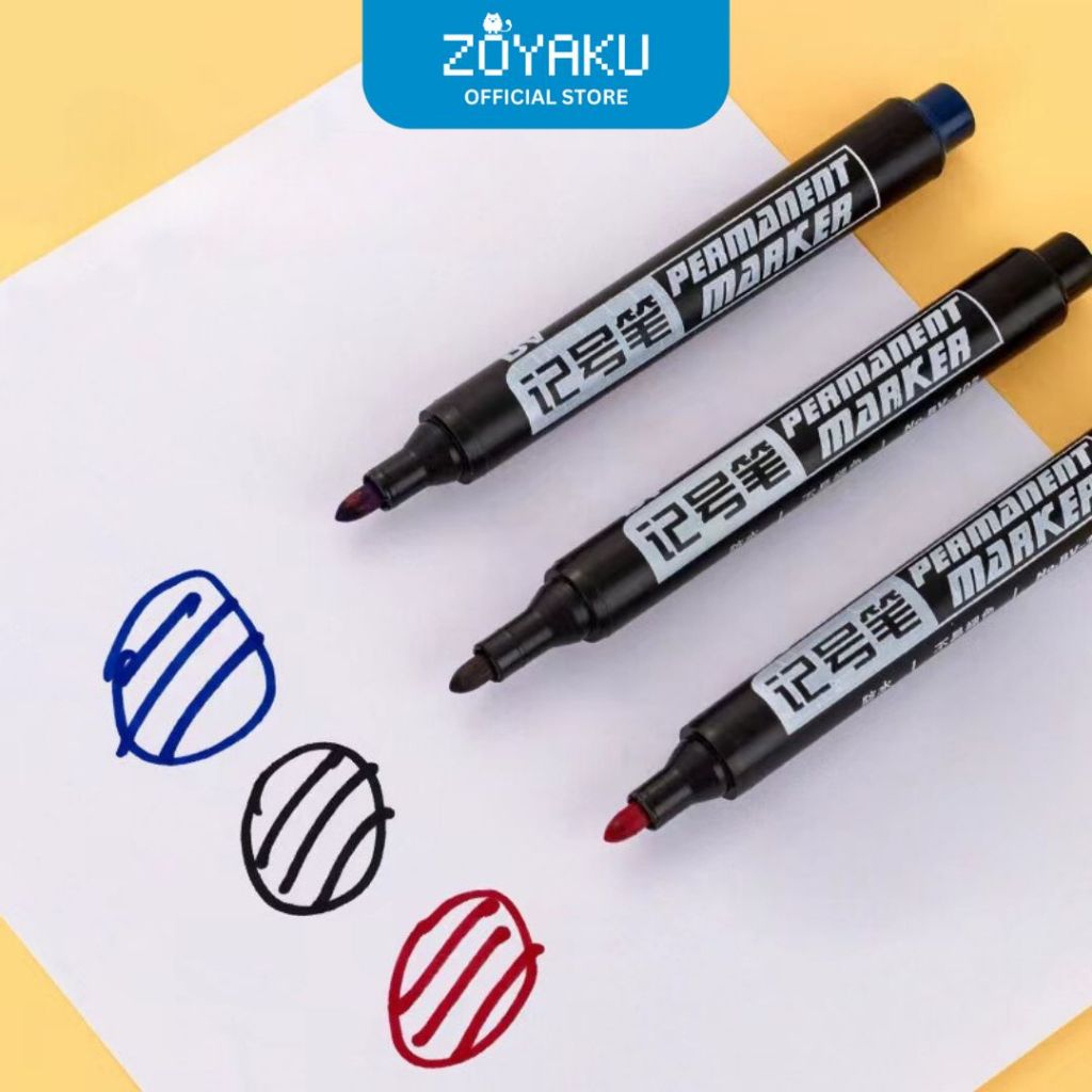 

(1pcs) Spidol Permanen Marker Hitam Cepat Kering Waterproof Anti Air STY7044