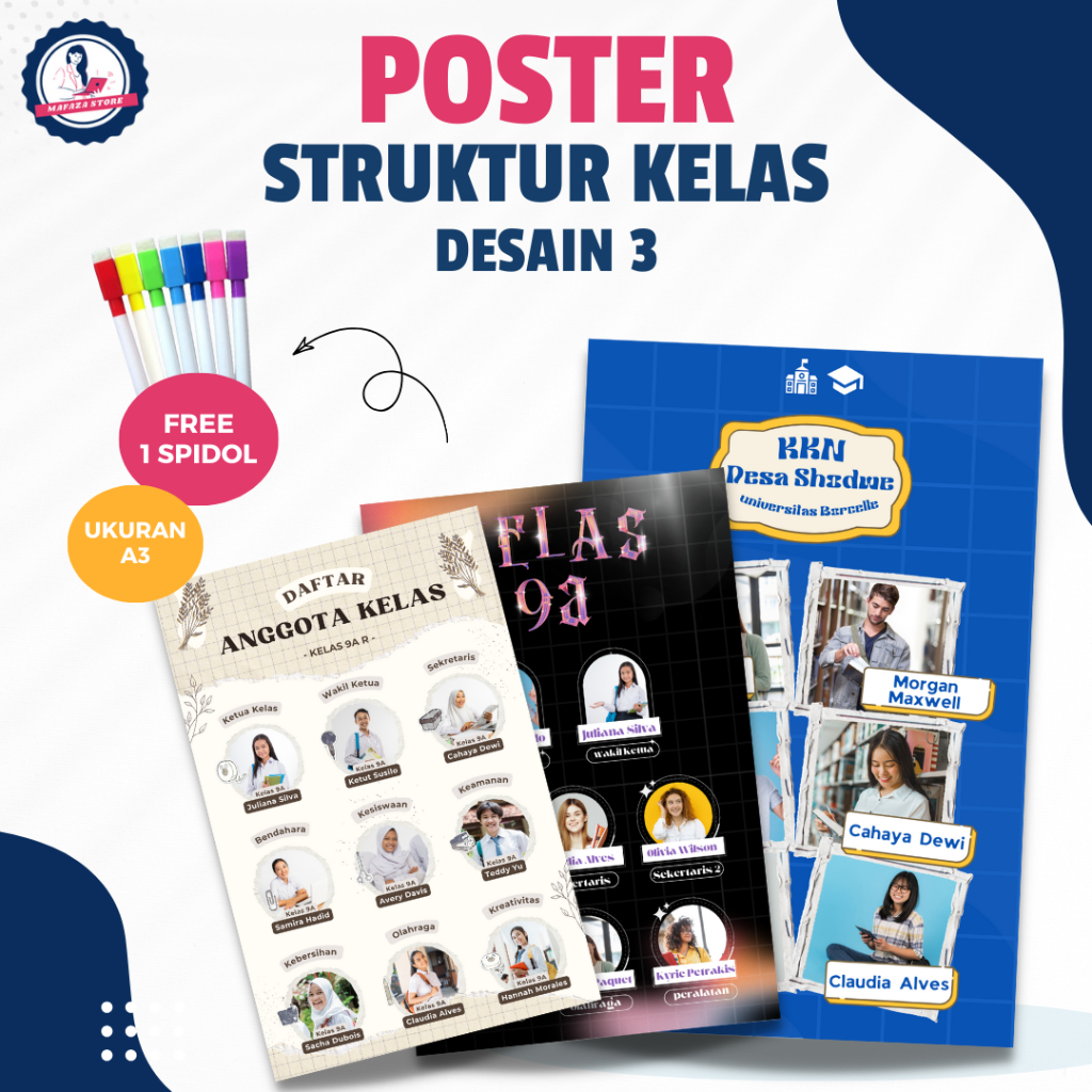 

Wipe and clean POSTER Custom / Poster jadwal piket / jadwal sekolah / struktur organisasi