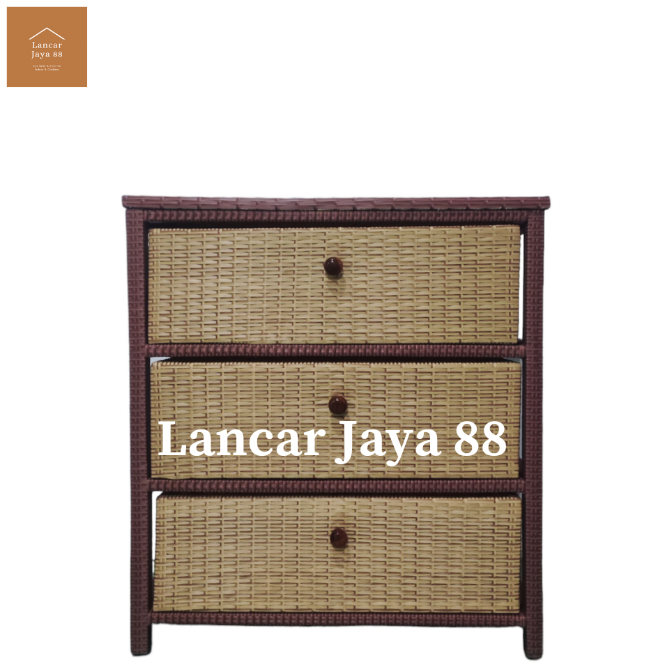 Lemari Laci Rotan Sintetis 3 Susun