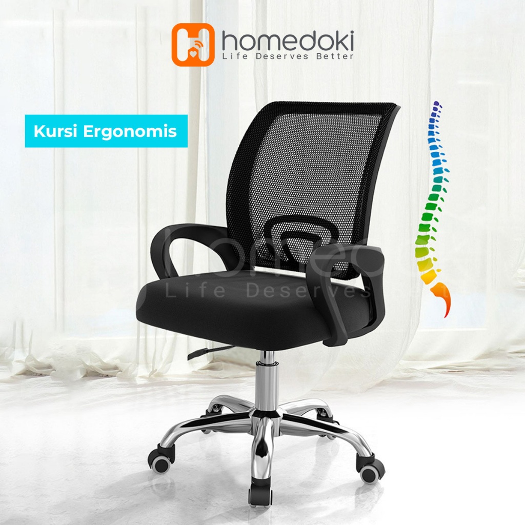 Homedoki Kursi Kantor Minimalis/Kursi Kerja/Kursi Gaming/Kursi Putar/Kursi Jaring