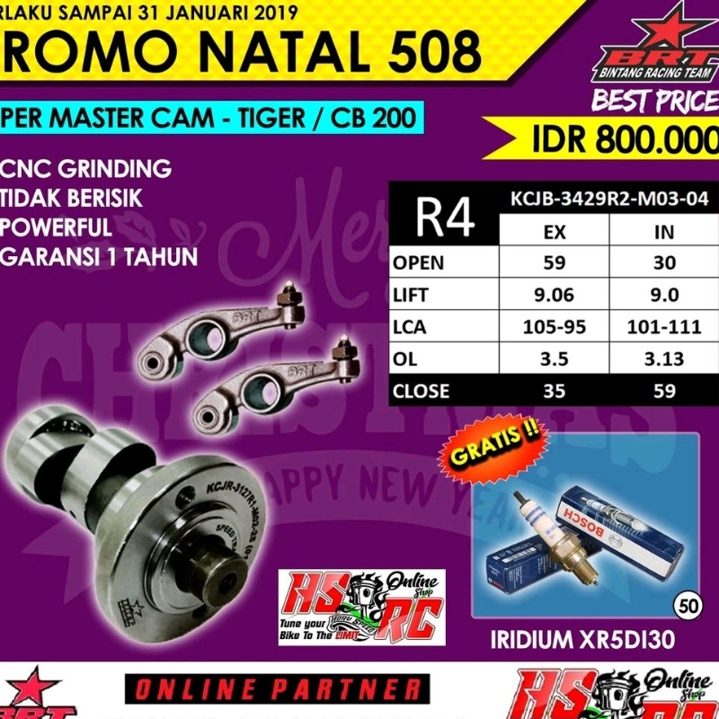 Noken As Kem Honda TIGER Racing BRT Type R4 Cam Mega Pro GL As Klep Pro Max Mastercam Tune UP Trabas