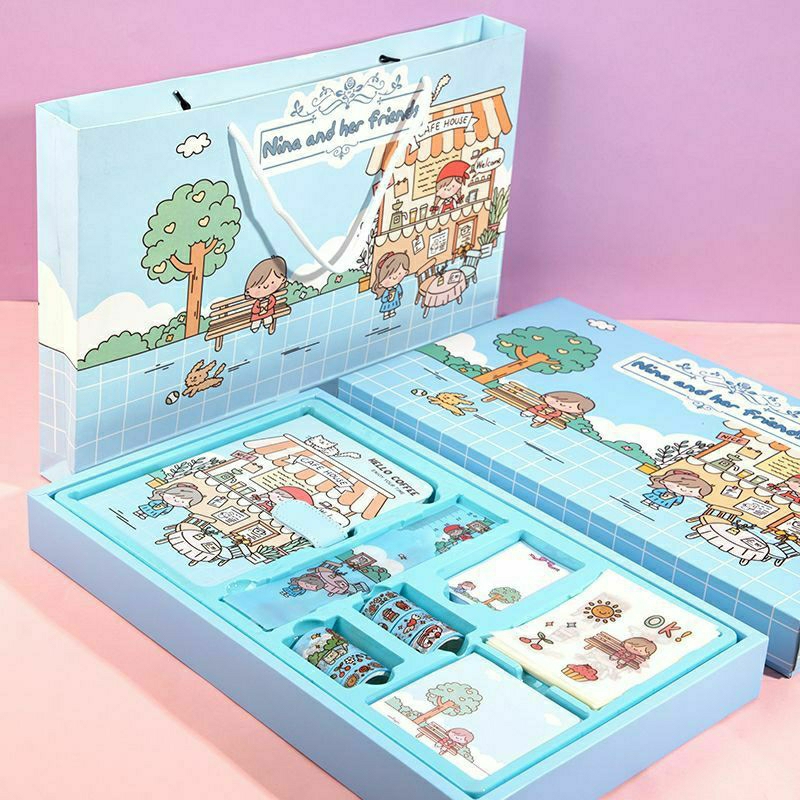 

【 186pcs 】Paket Journal Kit Set Gift Box / Paket Set Agenda / Notebook lucu/diary lucu / Buku Tulis Catatan