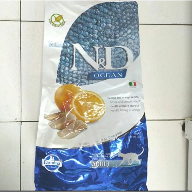 N&D Adult Ocean Herring & Orange Recipe 10kg - Makanan Kucing Dewasa
