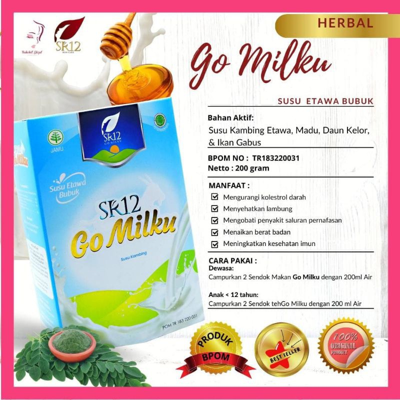 

Go milku 200g, SR12, susu kambing etawa, telur, dan daun kelor
