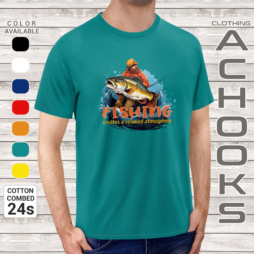 Kaos Pria Distro Original Katun Combed 24s Hobi Mancing / Baju Kaos Atasan Motif Gambar Hobi Memanci