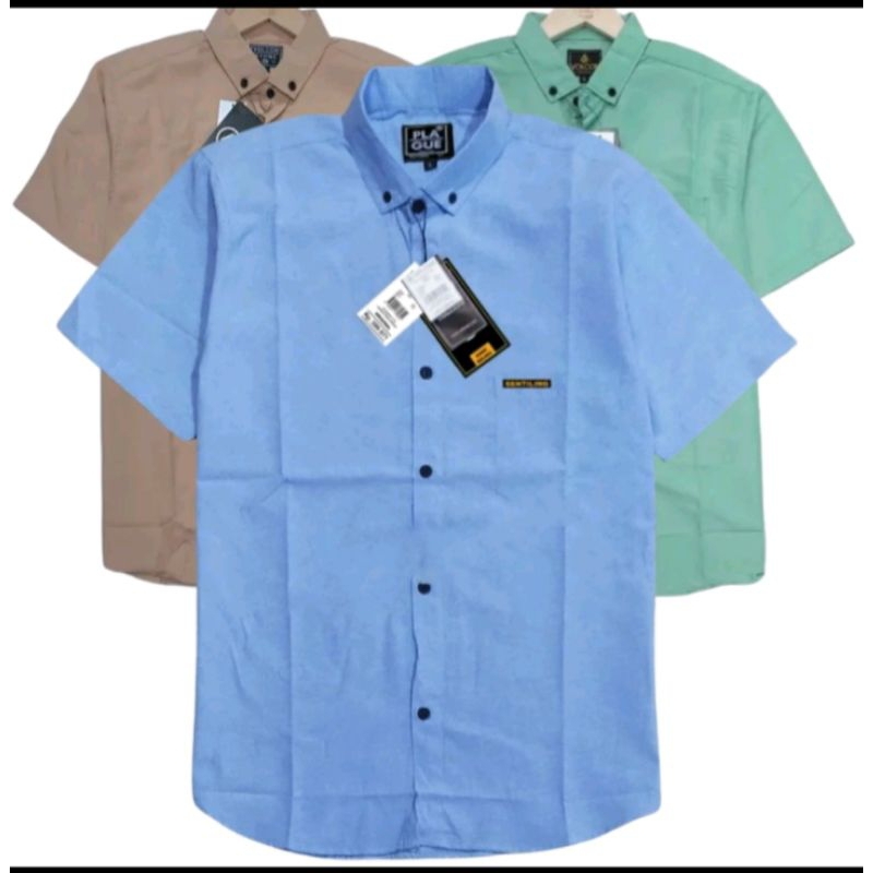 Baju kemeja polos pria lengan pendek trend