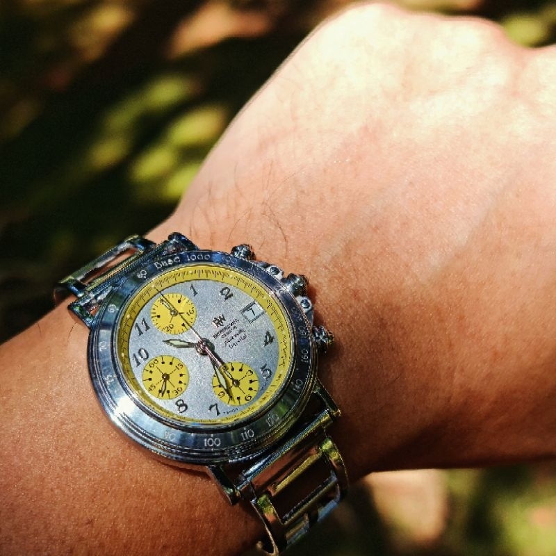 Original 90s RARE Collectible Raymond Weil Geneve automatic Parsifal tri compax Chronograph silver g