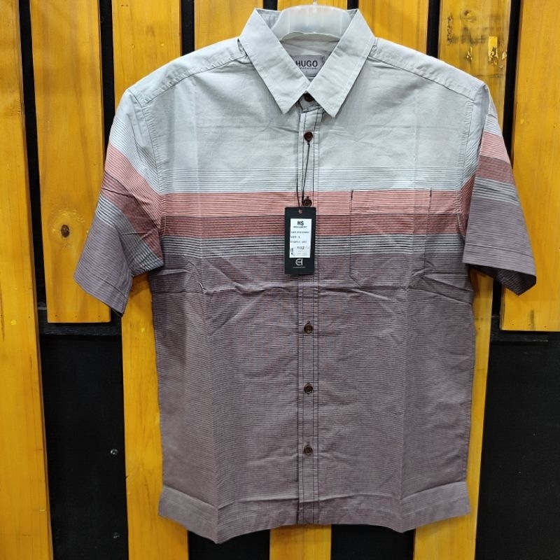 HUGO SELECTION ORIGINAL 009 Atasan Kemeja Pria Motif Lengan Pendek