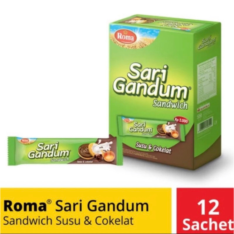 

Roma Sari Gandum Sanwich box isi 12 @36gr