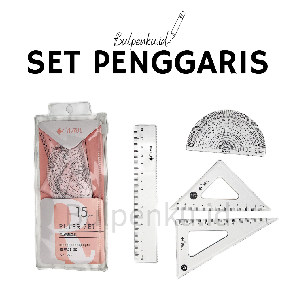 

4 in 1 Set penggaris / Ruler set / Perlengkapan penggaris/ busur derajat / drafting set/ protractor/ drafting triangle ruler