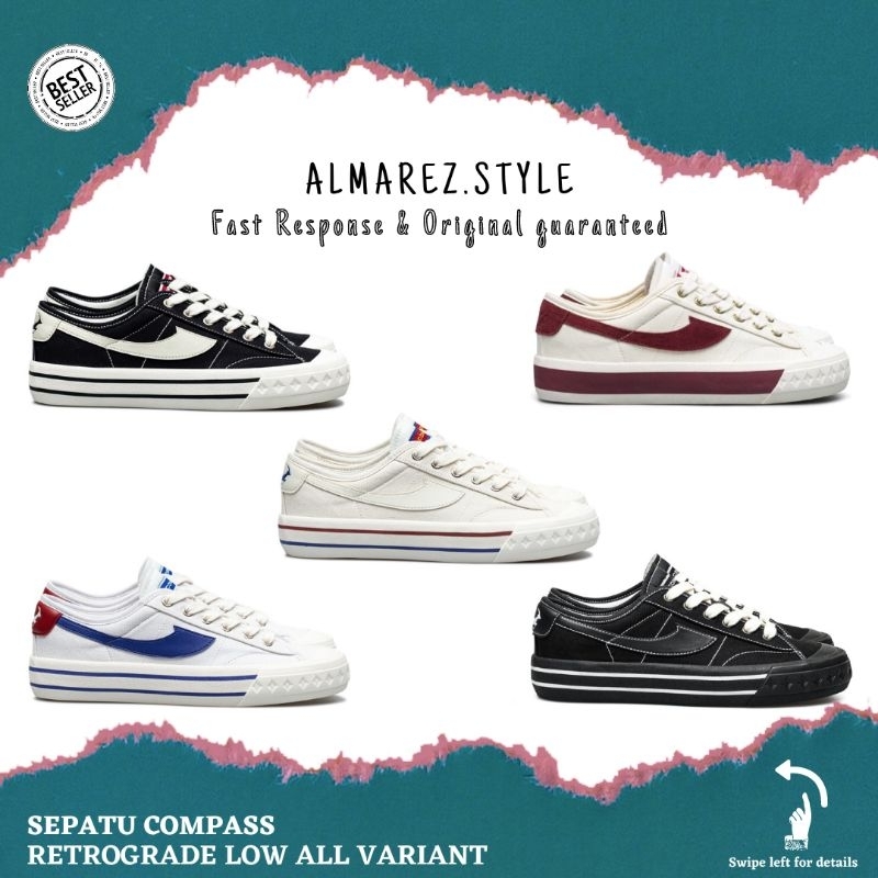 Compass Retrograde Low Black White, White Blue, Cream, Blue Gum, Double Black, Creme Cherry - 36 37 