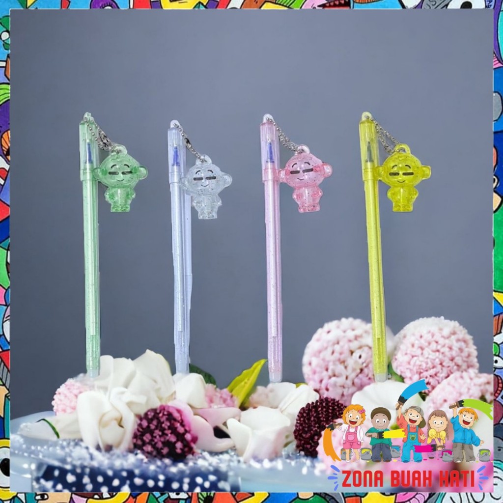 

ZBH Pena Glitter Karakter Monkey Blue Ink Gel Bisa di Hapus Pulpen Gantungan Tiup warna warni Alat Tulis Sekolah Kantor Souvenir