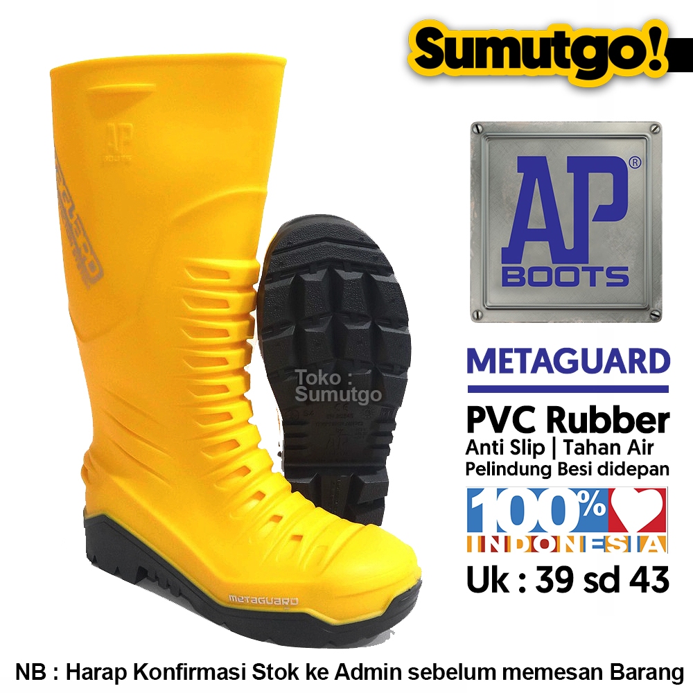 [ KUALITAS BAGUS ] AP Boots METAGUARD Sepatu Karet PVC Safety Boot Tinggi Kuning / Sepatu Boot Hujan
