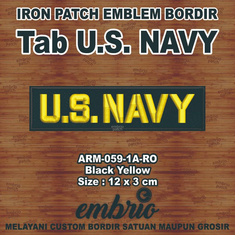 ARM-059-1A-RO Patch US NAVY tab emblem bordir nametag us army - BYL Black Yellow