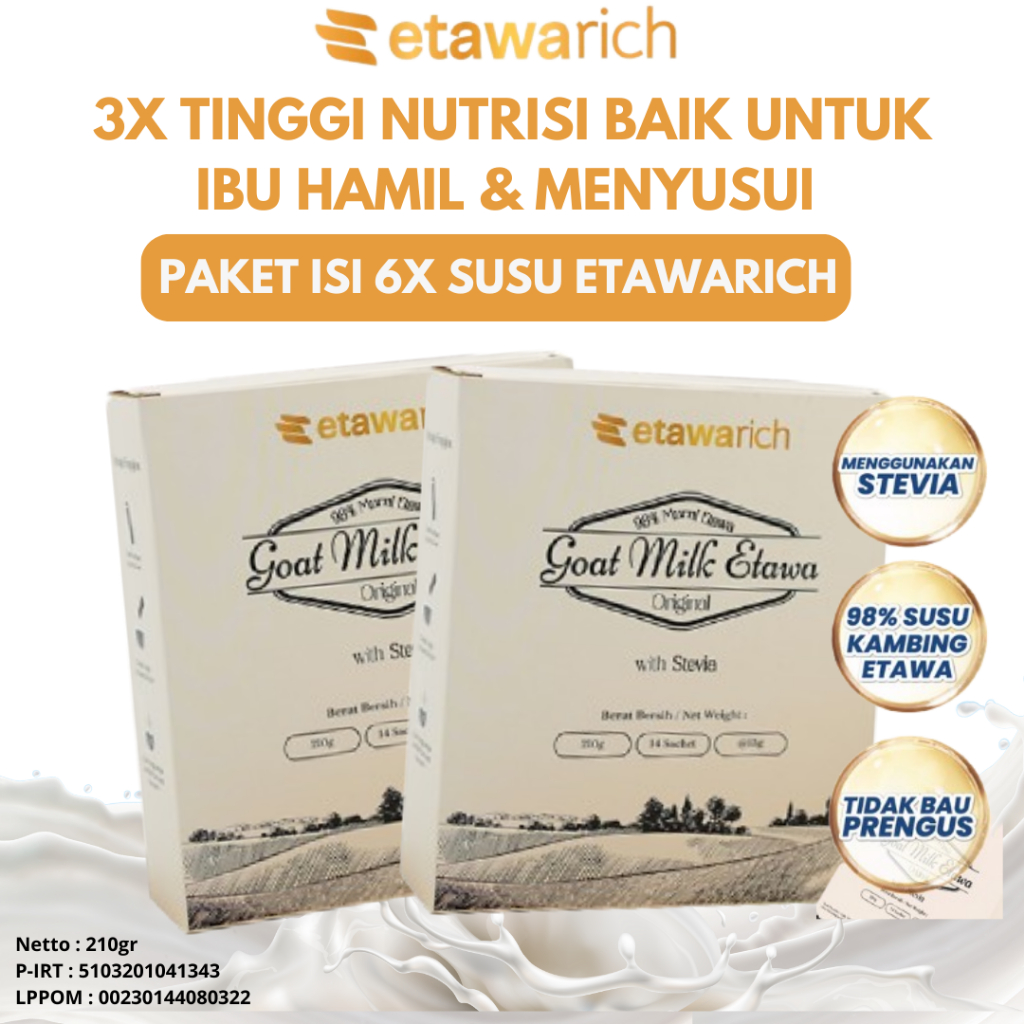 

ETAWARICH 100% Susu Kambing Asli Paket 6Box Lebih Murah Nutrisi Baik Ibu Hamil Dan Menyusui