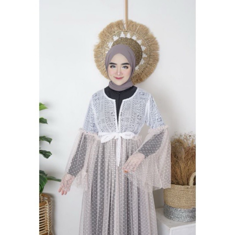 Long Outer Brukat mix Tille / Vania outer dress/long outer brukat tile