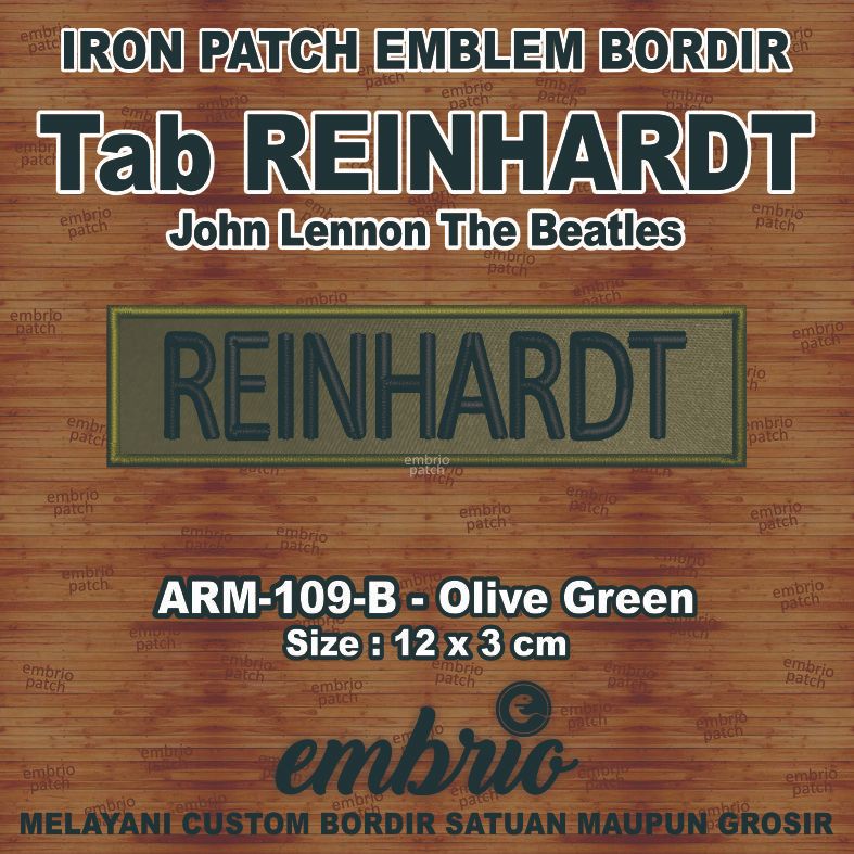 ARM-109-B Patch REINHARDT tab John Lennon wamil emblem bordir name tag us army the beatles military 