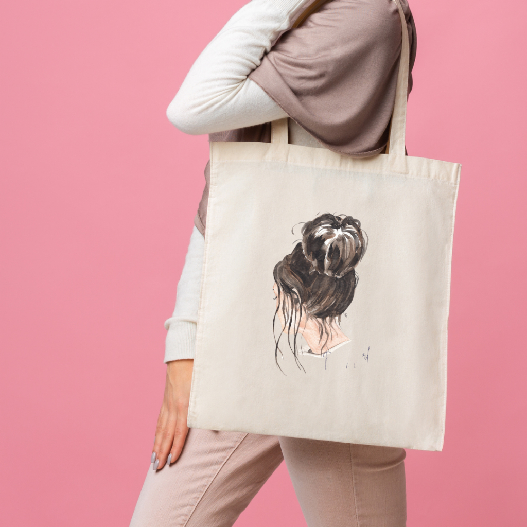Tote Bag Kanvas Resleting Unisex Cream Beauty Girl ToteBag
