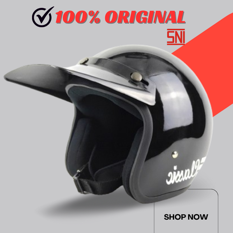 Helm Motor Bogo Retro SNI List Classic Dewasa Free Aksesoris Helem Pet Panjang