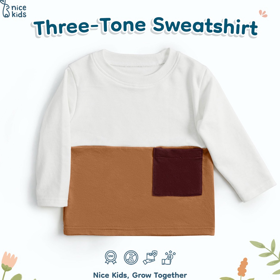 Diskon Terviral  Nice Kids  Unisex Three Tone Sweatshirt Baju Atasan Lengan Pajang Anak 14 Tahun