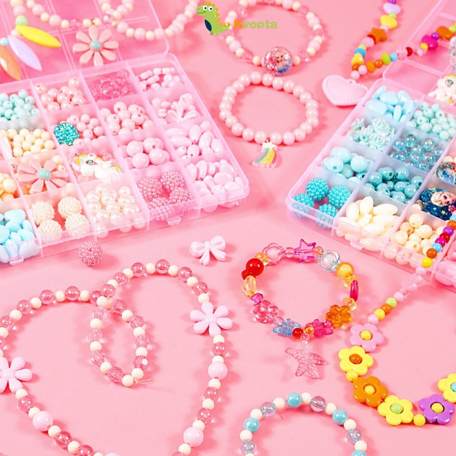 Paling Terkini  Kyopta Manik manik gelang set kotak dan tali Manik manik set box Mainan anak meronce