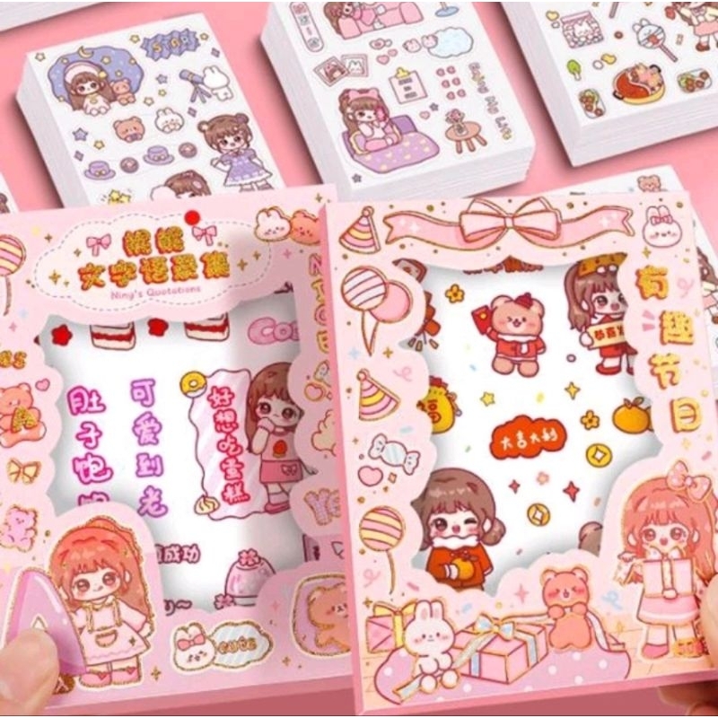 

Sticker Nini & Nana 50 pcs Lucu | Sticker decorating journal
