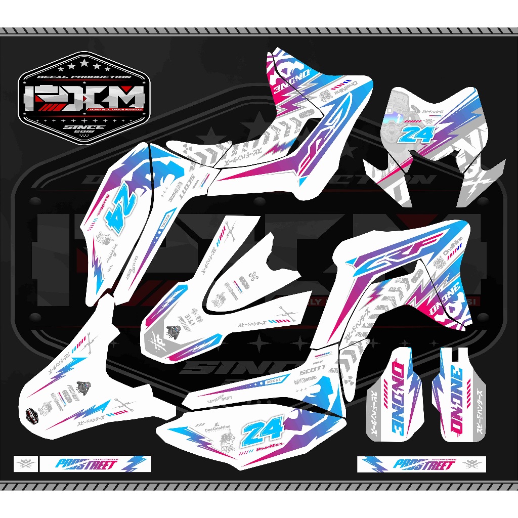 DECAL CRF 150l FULLBODY PUTIH PINK TOSCA ELEGAN KEREN STICKER FULL BODY
