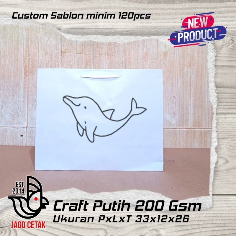 

custom sablon ukuran 33x12x26, 26x12x33, 26x18x22, 23x22x21 craft putih, craft coklat, craft hitam