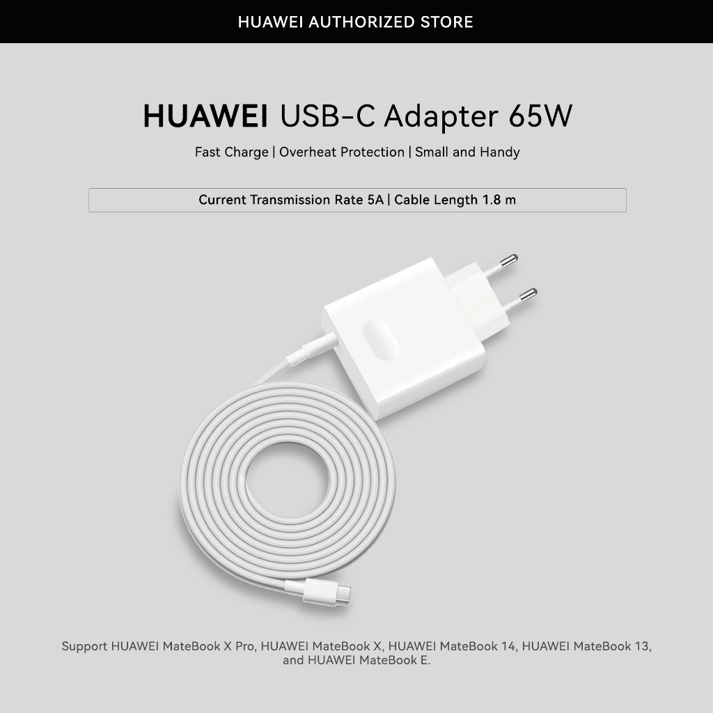 HUAWEI Charger Laptop 65W+Kabel C to C 5A Original