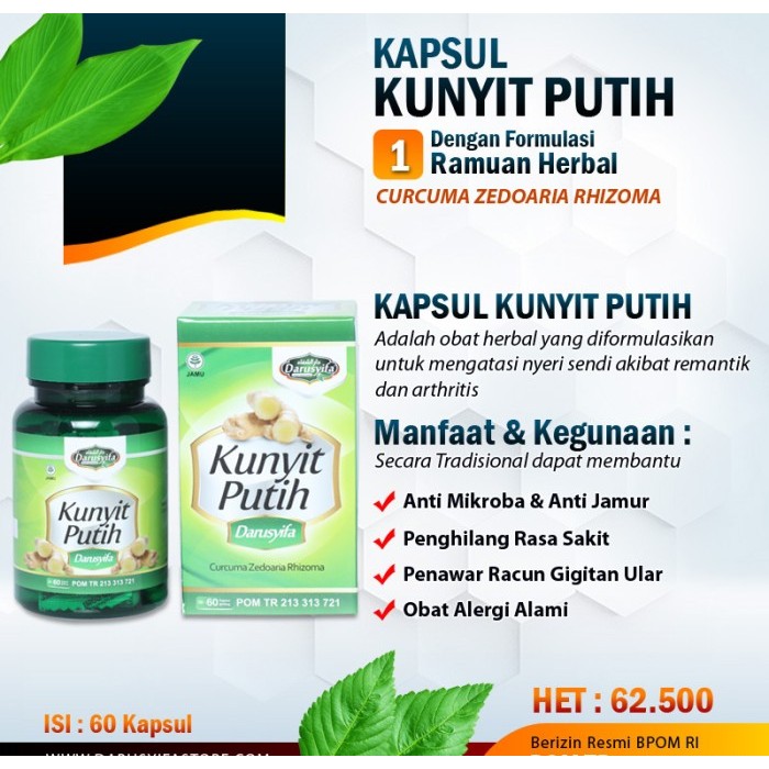 

Darusyifa kunyit putih isi 60 kapsul
