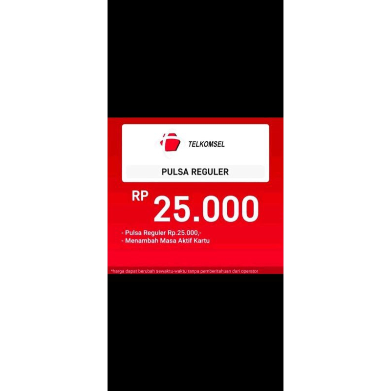 VOUCHER PULSA TELKOMSEL REGULER 25k