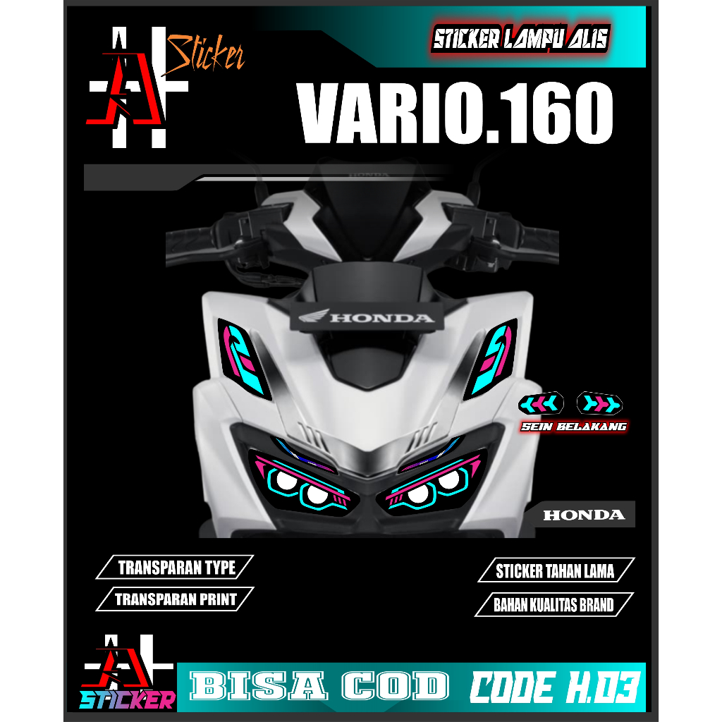 STIKER VARIASI LAMPU ALIS MOTOR VARIO 160  STOP LAMP MOTOR  VARIO 160 H03