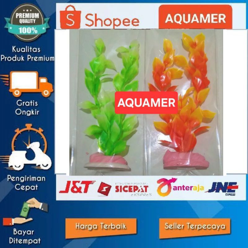 Tanaman hiasan akuarium plastik viona air hiasan akuarium 18 cm
